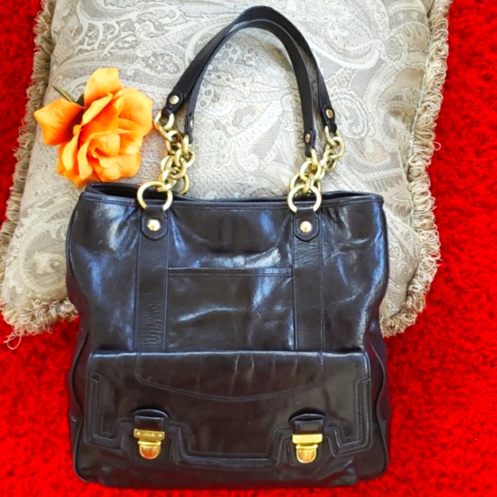 Vintage Coach Tote Black Genuine Leather